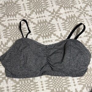 Motherhood Maternity Charcoal Gray Seamless Nursing Bralette with Black Straps